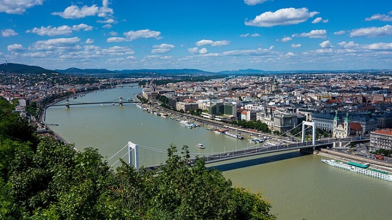 Danube - View from Gellért Hill to the Danube, Hungary Budapest, tags: und - CC BY-SA